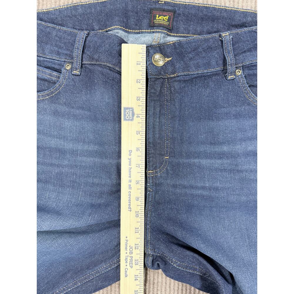 Lee Legendary Mid Rise Flare Jeans Plus Size 20WL Dark Blue Stretch Denim - Picture 7 of 8